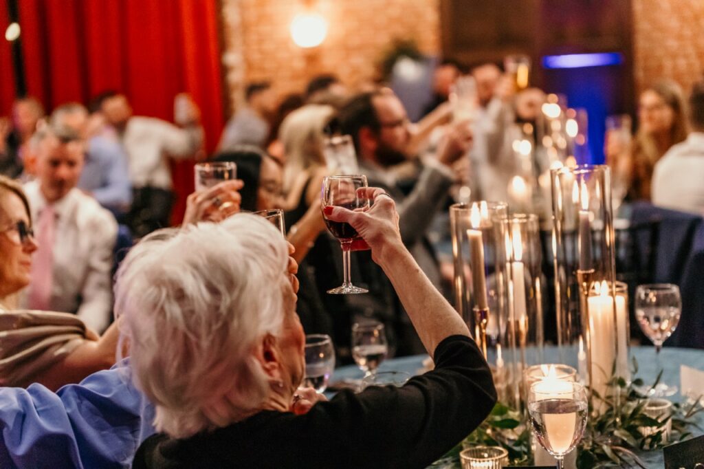 Toast being made after a wedding speech