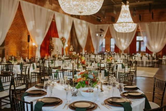 Popular wedding flowers decorating reception tables